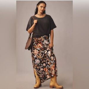 Anthropologie Tilda silky floral Maxi Slip Skirt Large